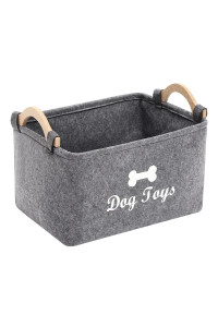 Felt pet toy box and dog toy box storage basket chest organizer - perfect for organizing pet toys, blankets, leashes and food - Dog Toy - Grey - L