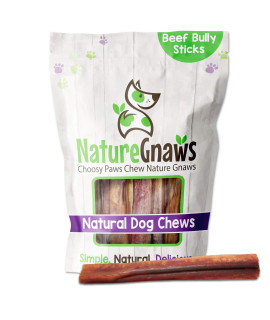 Nature Gnaws Bully Sticks for Dogs - Premium Natural Beef Dental Bones - Long Lasting Dog Chew Treats for Aggressive Chewers - Rawhide Free - 6 inch (8oz)