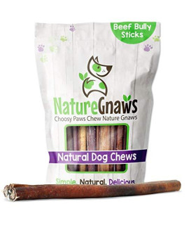 Nature Gnaws - Bully Sticks for Dogs - Premium Natural Beef Dental Bones - Long Lasting Dog Chew Treats for Aggressive Chewers - Rawhide Free -12 Inch