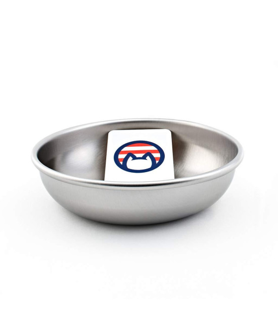 Stainless Steel Cat Bowl for Food & Water by Americat - Made in USA - Dishwasher Safe, Human Grade, Whisker Friendly Dish (1 Bowl)