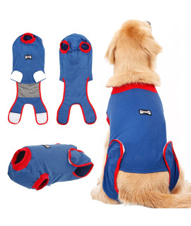 DogLemi Dog Surgical Recovery Suit E-Collar Alternative Abdominal Wounds Bandages After Surgery for Male Female Prevent Licking Soft Breathable Cotton Covers Pet Recovery Clothing(M)
