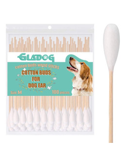 GLADOG 6 Inch Professional Big Cotton Buds for Dogs (Medium Size), Specially Designed Dog Cotton Buds with Durable Bamboo Handle