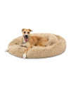 Best Choice Products 45in Dog Bed Self-Warming Plush Shag Fur Donut Calming Pet Bed Cuddler w/Water-Resistant Lining, Raised Rim - Brown