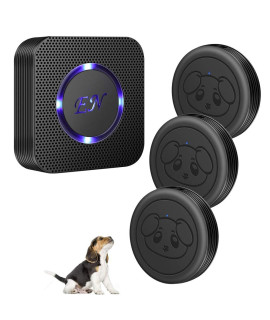 EverNary Dog Door Bell Wireless Doggie Doorbells for Potty Training with Warterproof Touch Button Dog Bells Included Receiver and Transmitters (1 Receiver + 3 Transmitters, Black)
