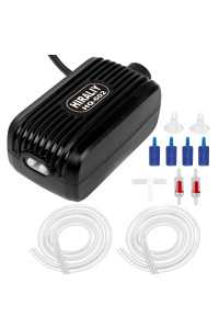 HIRALIY Aquarium Air Pump with Dual Outlet Adjustable Air Valve, Ultra Silent Oxygen Fish Tank Bubbler with Air Stones Silicone Tube Check Valves Up to 100 Gallon Tank