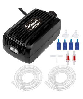 HIRALIY Aquarium Air Pump with Dual Outlet Adjustable Air Valve, Ultra Silent Oxygen Fish Tank Bubbler with Air Stones Silicone Tube Check Valves Up to 100 Gallon Tank