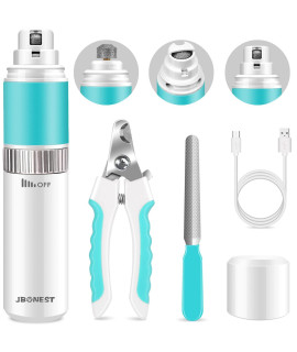 JBonest Dog Nail grinder with Quite Low Noise for Large Medium Small Dogs and cats, Highly Speeds Rechargeable Pet claw Trimmer with clipper and File