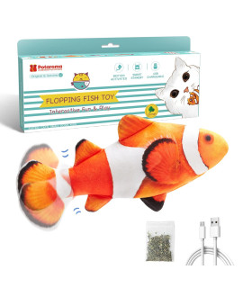 Potaroma Cat Toys Flopping Fish with SilverVine and Catnip, Moving Cat Kicker, Floppy Wiggle Fish for Small Dogs, Motion Kitten Toy Interactive Cat Exercise Toys, Mice Animal Toys 10.5
