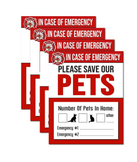 IT'S A SKIN Pet Rescue Sticker Fire Safety - Window Sticker - Save Our Pets Emergency Pet Window Decal - Dog Cat Pet Durable Laminate 4x5-4 Pack