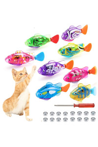 Swimming Robot Fish Cat Toy, Interactive Fish Cat Toys For Indoor Cats Play, Cat Enrichment Electronic Cat Stuff Kitty Exercise Toys Fish with LED Light to Stimulate Your Cat's Hunter Instincts (8pcs)