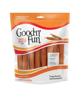Good n Fun Triple Flavor Ribs, Rawhide Snack for All Dogs