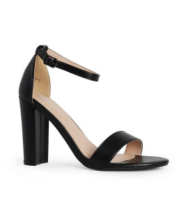 J Adams Shirley Heels for Women -Black Vegan Leather High Heel Sandals - 11
