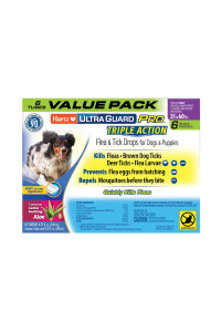 Hartz Ultraguard Pro Topical Flea Tick Prevention for Dogs and Puppies, 31-60 lbs 6 Monthly Treatments