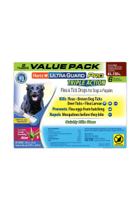 Hartz Ultraguard Pro Topical Flea Tick Prevention for Dogs and Puppies, 61-150 lbs 6 Monthly Treatments