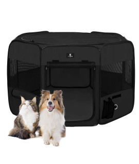 X-ZONE PET Portable Foldable Pet Dog Cat Playpen Crates Kennel/Premium 600D Oxford Cloth,Removable Zipper Top, Indoor and Outdoor Use (Small, Black)