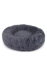 Round Dog Bed Dog Sofa Donut cat Bed pet Cushion 70 cm Outer Diameter Dark Grey