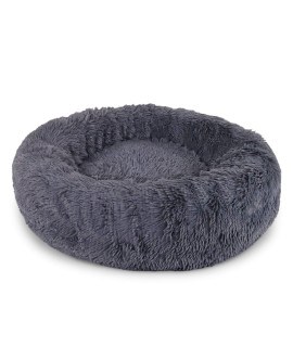 Round Dog Bed Dog Sofa Donut cat Bed pet Cushion 70 cm Outer Diameter Dark Grey
