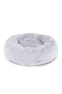 Round Dog Bed Dog Sofa Donut cat Bed pet Cushion 70 cm Outer Diameter Light Grey