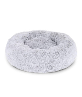 Round Dog Bed Dog Sofa Donut cat Bed pet Cushion 70 cm Outer Diameter Light Grey