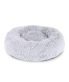 Round Dog Bed Dog Sofa Donut cat Bed pet Cushion 60 cm Outer Diameter Light Grey