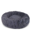 Round Dog Bed Dog Sofa Donut cat Bed pet Cushion 40 cm Outer Diameter Dark Grey