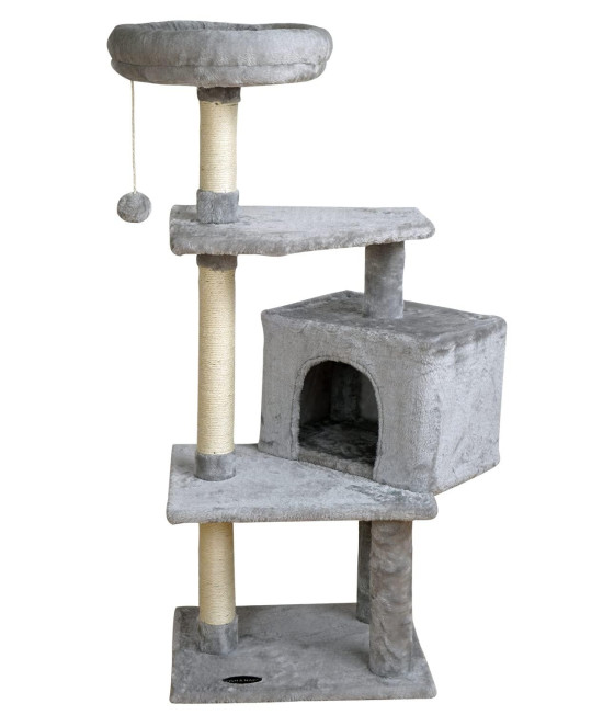 FISH&NAP 10H Cute Cat Tree Kitten Cat Tower for Indoor Cat Condo Sisal Scratching Posts with Jump Platform Cat Furniture Activity Center Play House Grey