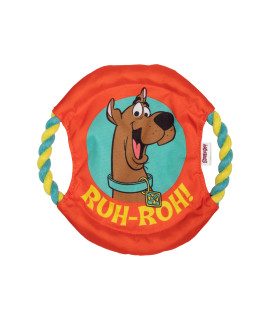 Scooby-Doo for Pets Ruh-Roh Dog Frisbee with Rope Red, Blue, Yellow, and Brown Scooby Doo Fabric Frisbee for Dogs Fabric Dog Toy for All Dogs Rope Toys for Dogs