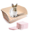 CalPalmy X-Large Rabbit Litter Box with 10PCS Bonus Pads, Drawer, Corner Toilet Box 17.3 x 13 and Bigger Pet Pan for Adult Guinea Pigs, Chinchilla, Ferret, Galesaur, Small Animals