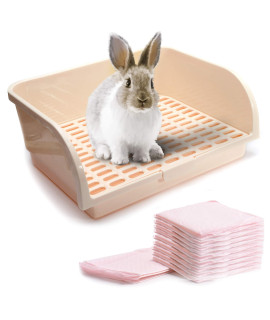 CalPalmy X-Large Rabbit Litter Box with 10PCS Bonus Pads, Drawer, Corner Toilet Box 17.3 x 13 and Bigger Pet Pan for Adult Guinea Pigs, Chinchilla, Ferret, Galesaur, Small Animals