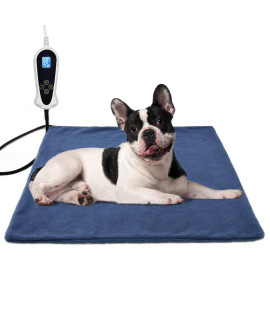 Bestio Cat Heating pad,Medium 18x18 inches Dog Heating Pad,Electric Pet Heating Pad with Adjustable Thermostat and Chew Resistant Steel Cord,Heating Pad for Cat with One Blue Plush Cover