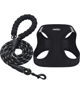 matilor Dog Harness Step-in Breathable Puppy Cat Dog Vest Harnesses for Small Medium Dogs Black