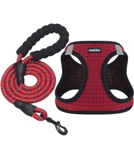 matilor Dog Harness Step-in Breathable Puppy Cat Dog Vest Harnesses for Small Medium Dogs Red