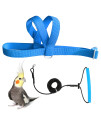 VANFAVORI Adjustable Bird Harness with 80 Inch Leash,Outdoor Flying Training Rope Kit for Bird Parrots Cockatiel S Size Weight 70-120 Grams,Blue
