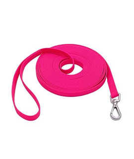 Waterproof Dog Training Leash 50FT 30FT 15FT 10FT 5FT Heavy Duty Recall Long Lead for Large Medium Small Dogs (30FT, Pink)