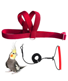 VANFAVORI?djustable Bird Harness with 80 Inch Leash, Outdoor Flying Kit Training Rope for Bird Parrots Cockatiel S Size Weight 70-120 Grams, Burgundy Red