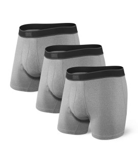 SAXX Mens Underwear - Daytripper Boxer Briefs with Built-in Pouch Support - Underwear for Men,Pack of 3,grey Heather,Large