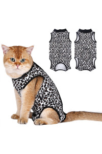Due Felice Cat Surgery Recovery Suit Small Dog Surgical Recovery Onesie Pet After Surgery Wear for Female Male Cat Doggy Leopard Print/M