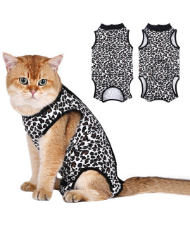 Due Felice Cat Surgery Recovery Suit Small Dog Surgical Recovery Onesie Pet After Surgery Wear for Female Male Cat Doggy Leopard Print/M