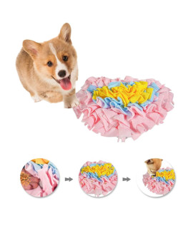 GoFika Small Dogs Slow Feeding Snuffle Foraging Mat Cloth for Puppies and Pets (14 x 11.8) Interactive Puzzle Feeder for Stimulation and Nosework (Pink)