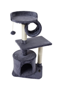 FISH&NAP US01YH Cute Cat Tree KittenCat Tower for Indoor Cat Condo Sisal Scratching Posts with Jump Platform Cat Furniture Activity Center Play House SmokyGrey