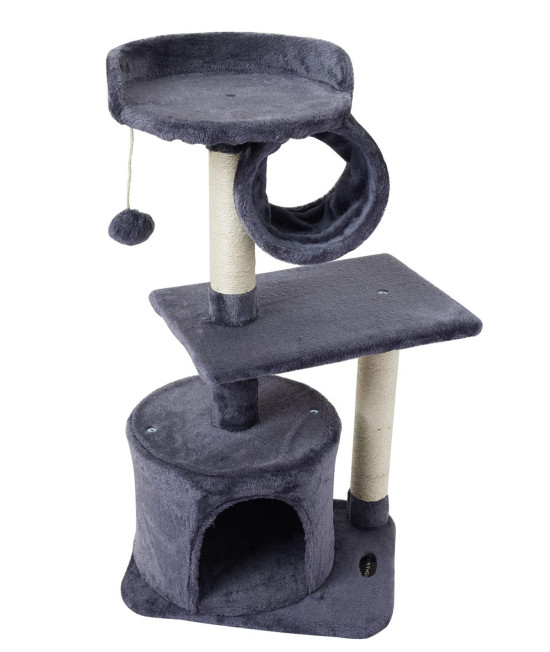 FISH&NAP US01YH Cute Cat Tree KittenCat Tower for Indoor Cat Condo Sisal Scratching Posts with Jump Platform Cat Furniture Activity Center Play House SmokyGrey