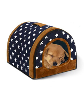 2-in-1 Pet Blue Star House and Portable Sofa Non-Slip Dog Cat Igloo Bed Warm Lovely Pet House Gift for Pets (Star)