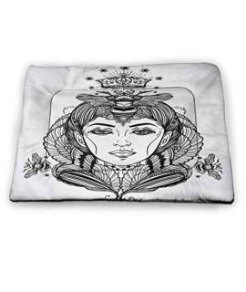 Queen Patterned Pet Pad Queen Bee Portrait Female Fantasy Spirituality Folklore Figure Magical Artwork Waterproof and Machine Washable Dark Brown White Size 40x27