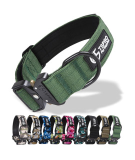 TSPRO Premium Dog Collar with USA Flag Patch Thick Dog Collar Adjustable Dog Collar Heavy Duty Quick-Release Metal Buckle Dog Collar for Small or Medium to Extra Large Dogs(Green-M)