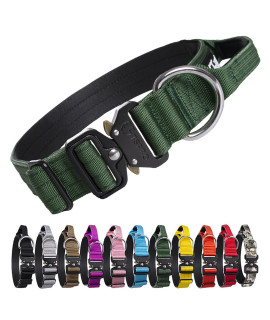 TSPRO Premium Dog Collar with Handle Thick Dog Collar Adjustable Dog Collar Heavy Duty Quick-Release Metal Buckle Dog Collar for Small or Medium to Extra Large Dogs(M-Green)