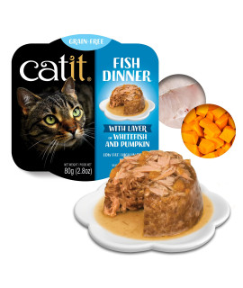 Catit Fish Dinner with Whitefish & Pumpkin - Hydrating and Healthy Wet Cat Food for Cats of All Ages