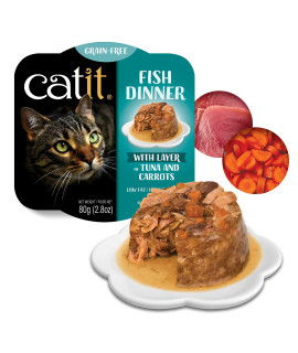 Catit Fish Dinner with Tuna & Carrot - Hydrating and Healthy Wet Cat Food for Cats of All Ages
