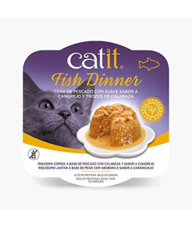 catit Fish Dinner with crab Flavor & Pumpkin - Hydrating and Healthy Wet cat Food for cats of All Ages