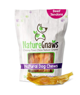 Nature Gnaws Tendons for Dogs - Premium Natural Beef Dental Bones - Long Lasting Tasty Dog Chew Treats - Puppy Training Reward, 1 Pound (Pack of 1)