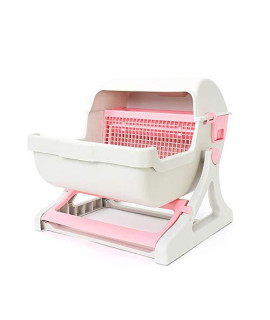 Semi-Automatic cat Toilet with Extra Large Size and Active cat Litter Separation grid Swing Shaped cat Litter BoxPink